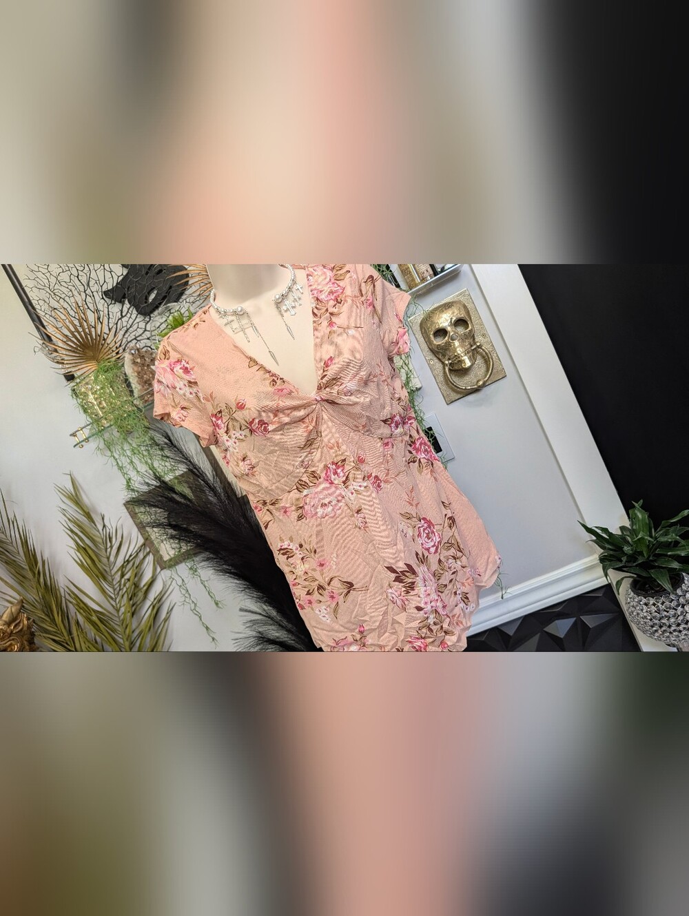 Motherhood Maternity Floral Sheer Blouse Top MD
